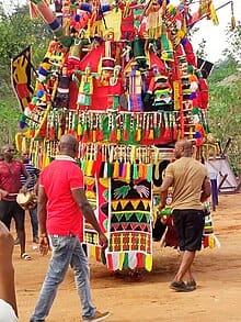 Colorful Igbo festival celebration with traditional attire
